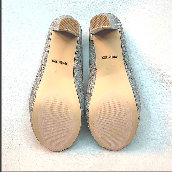 De Blossom Collection Heel Silver Sparkle Peep Toe Carina-102 - Picture 9 of 16